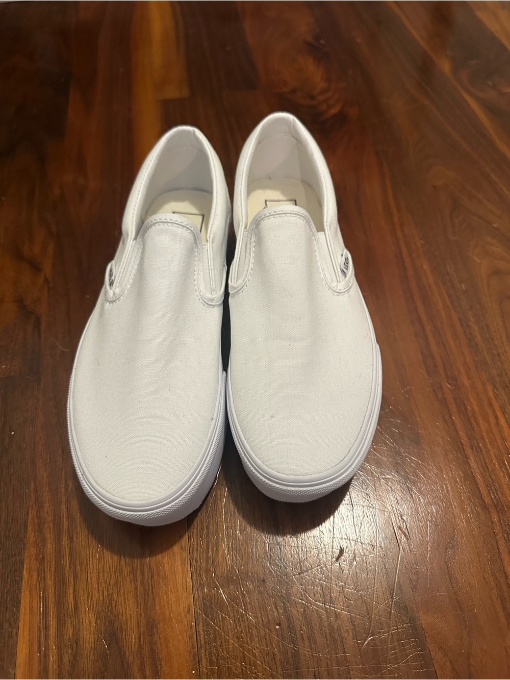Vans White Platform Women's Slip-On Canvas Sneakers